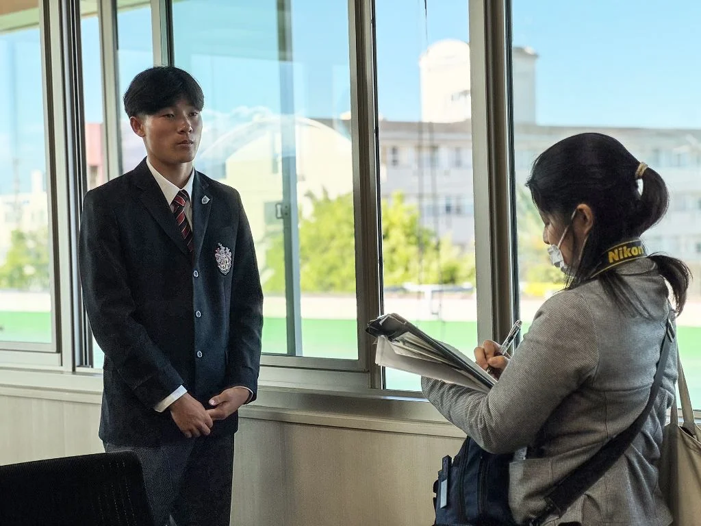 竹野主将 南日本新聞取材