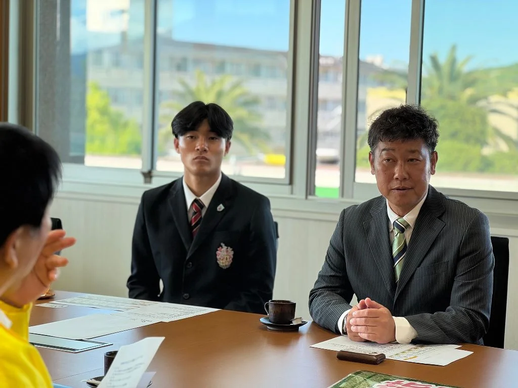 有村監督・竹野主将と市長の面談